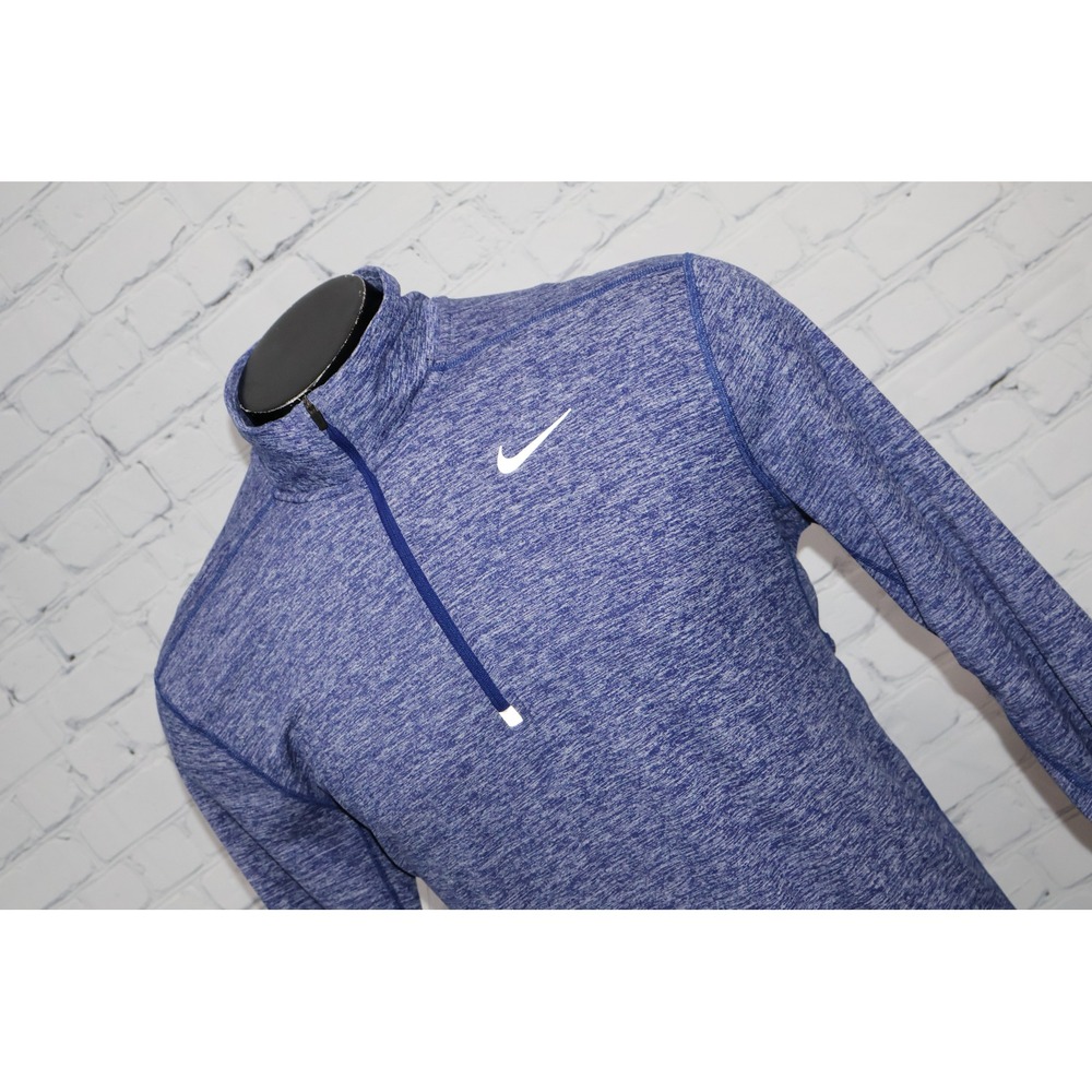 Nike Gym Running Shirt Dri-FIT Men Large Blue Heathered 1/4 Zip Pullover